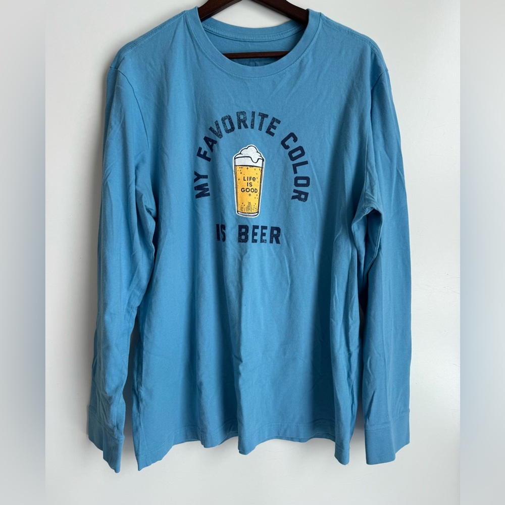 Life is Good Men's‎ Beer is my Favorite Color Long Sleeve Crusher Tee XL blue